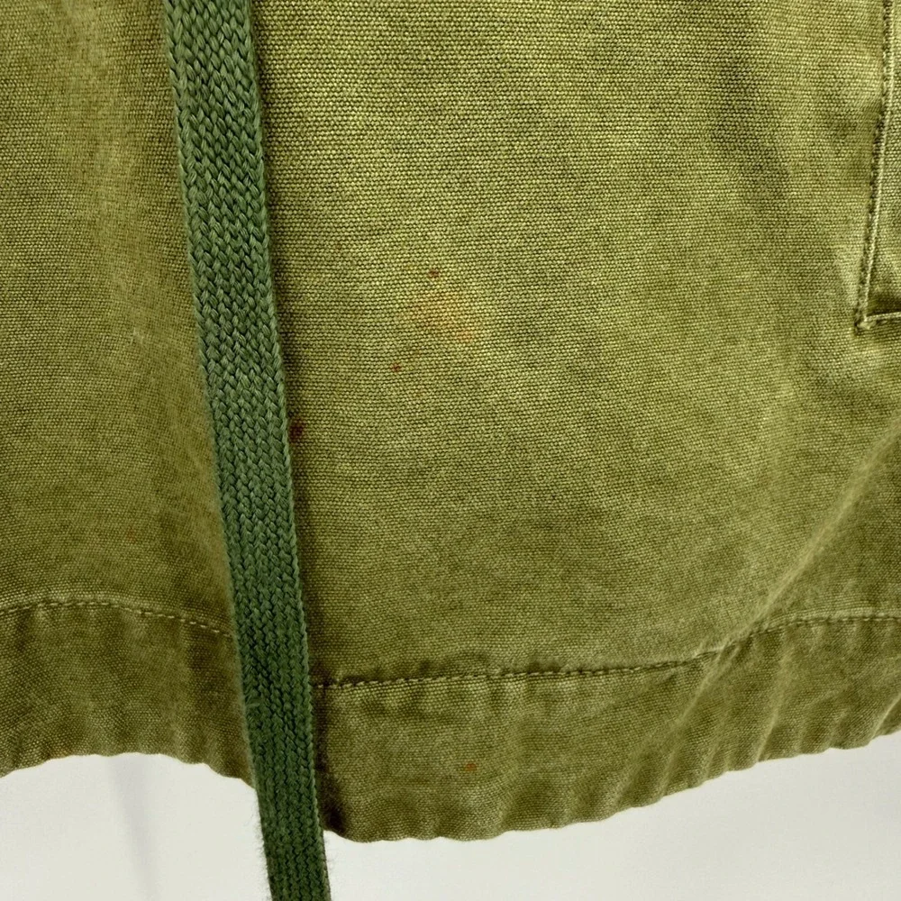 Emory Park Jacket Womens Medium Olive Green Lace Up Hooded Utility Canvas IM185T